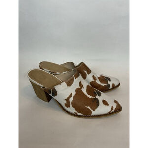 Arider Girl Western Stacked Leather Cow Cowgirl Pointed Toe Mule Women Size 10